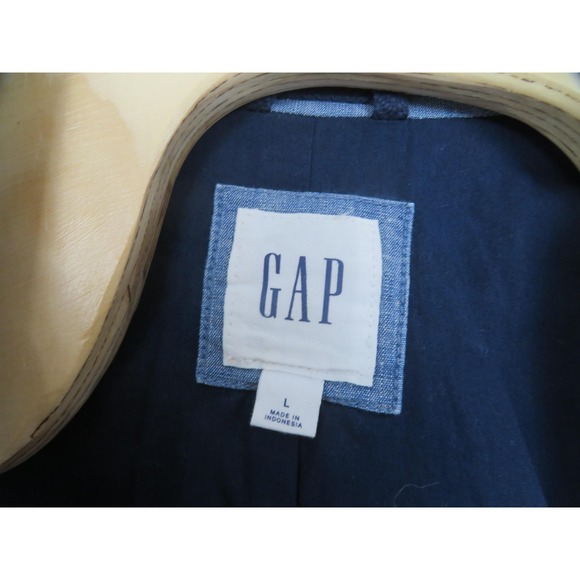 Gap Blazer Mens Large Blue Chambray Office Work Casual Sport Coat 2 Button - Picture 4 of 8